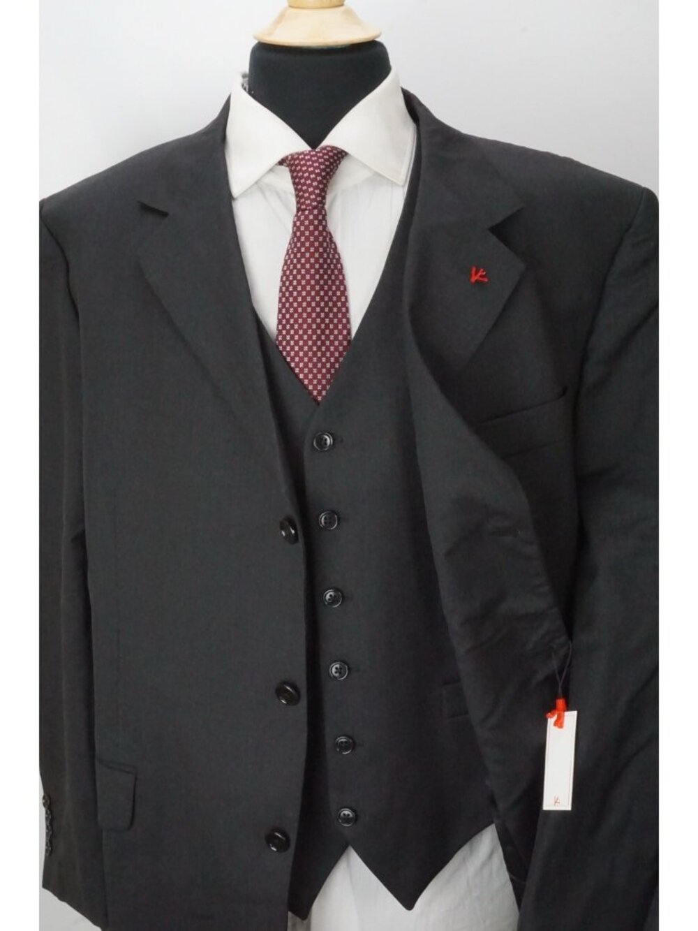 Isaia Napoli Solid Gray 100% Wool 3 Pc Suit Jacket Pants Vest 48S US BRAND NEW